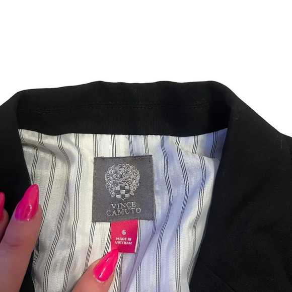 Vince Camuto Women's‎ Black Wool Blazer Size 6 Business One-Button Notch Lapel - Picture 3 of 4